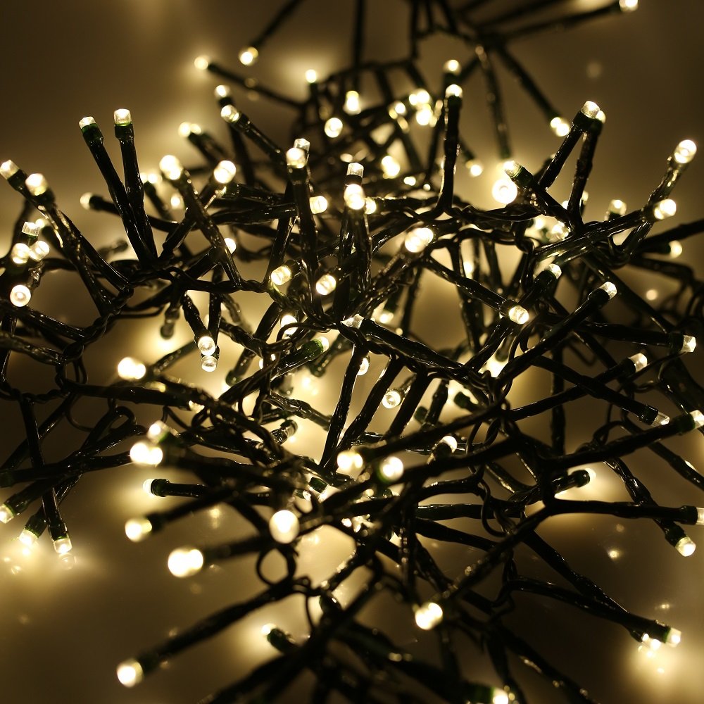 Noma 1500 Warm White Christmas Cluster Lights Green Cable