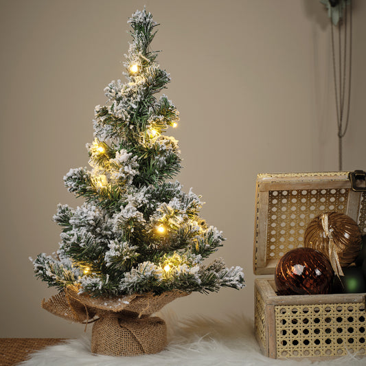 Snowy Imperial Pre-Lit Mini Christmas Tree in Hessian Bag 75cm
