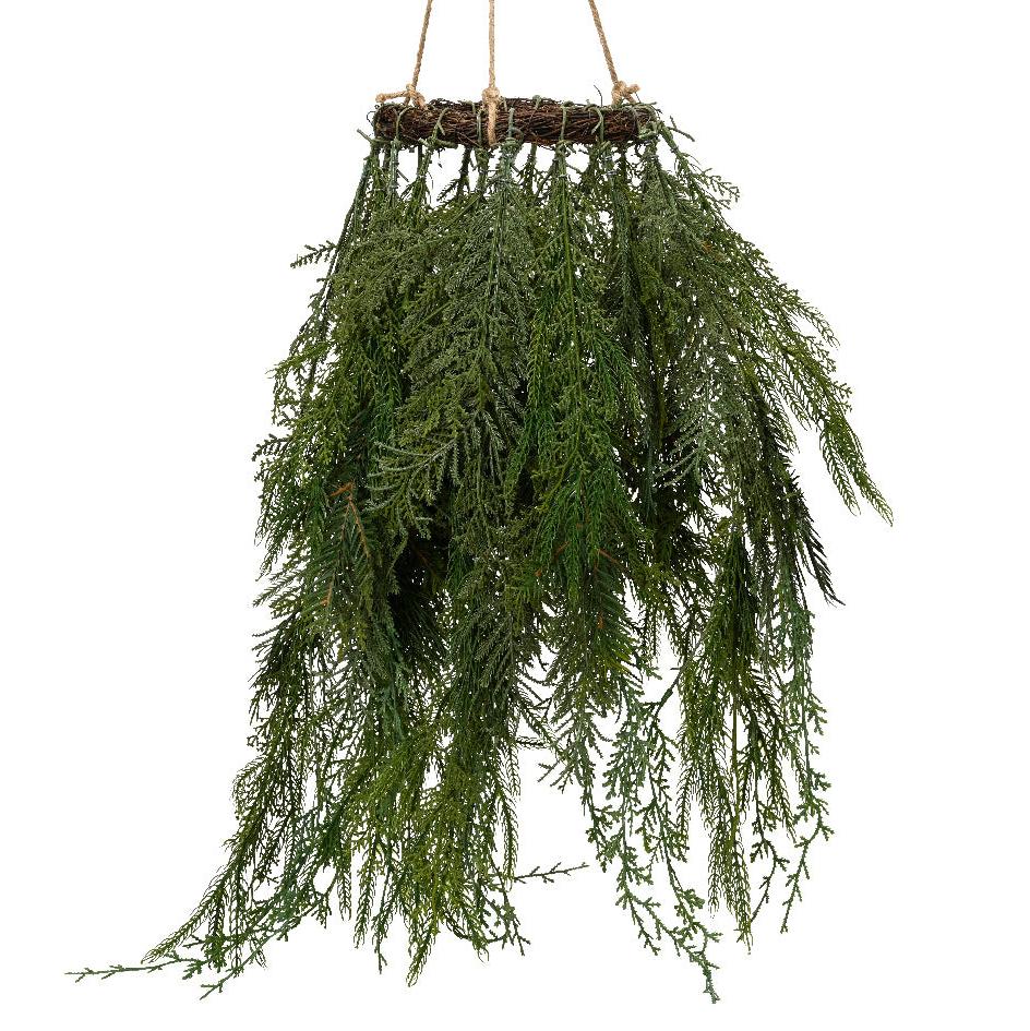 Mixed Green Foliage Hanging Christmas Wreath 105cm