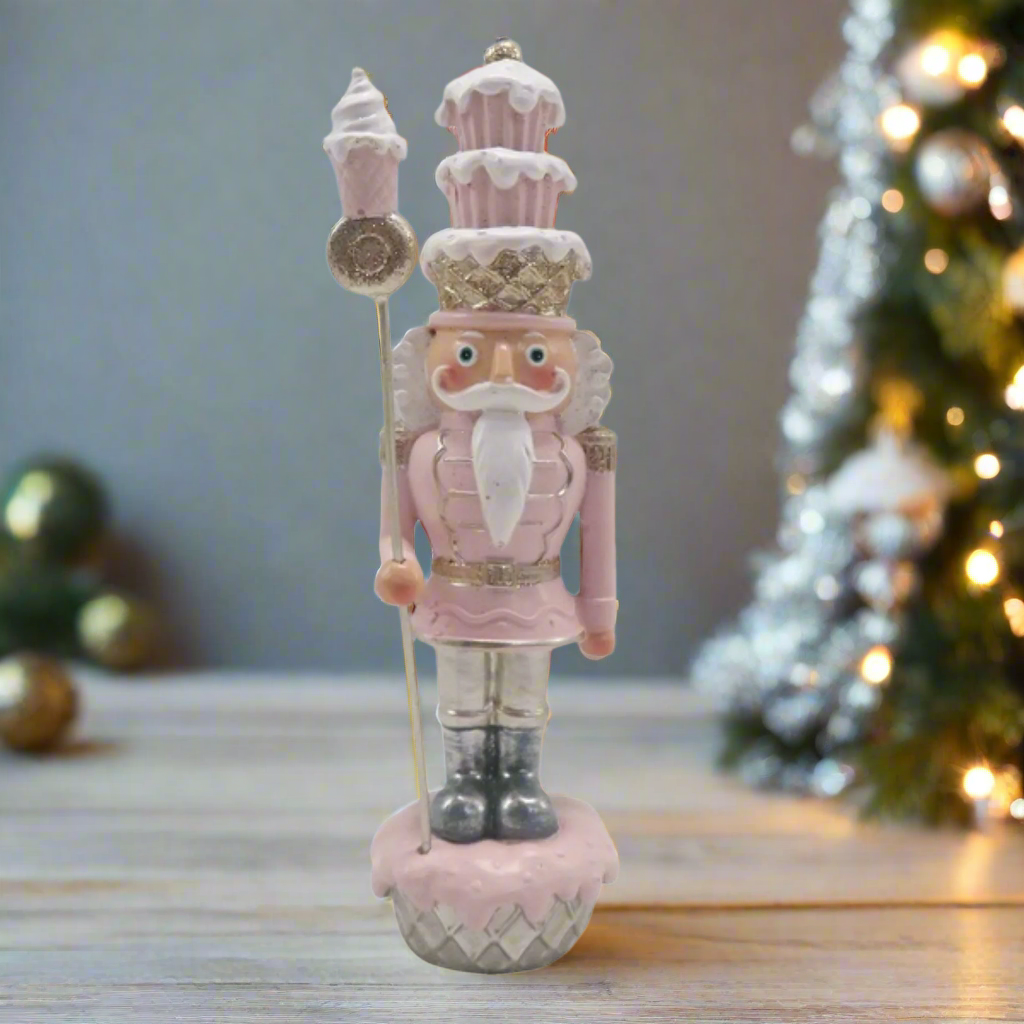 Christmas Pink Cupcake Nutcracker 16cm
