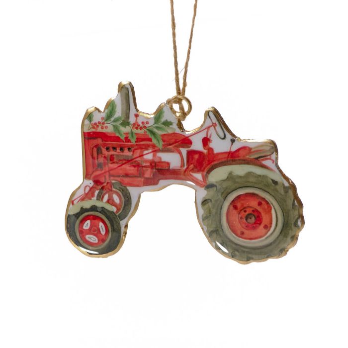 Christmas On Farm Metal Tractor Hanger