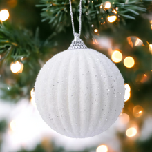 Load image into Gallery viewer, Snow White Glitter Christmas Bauble
