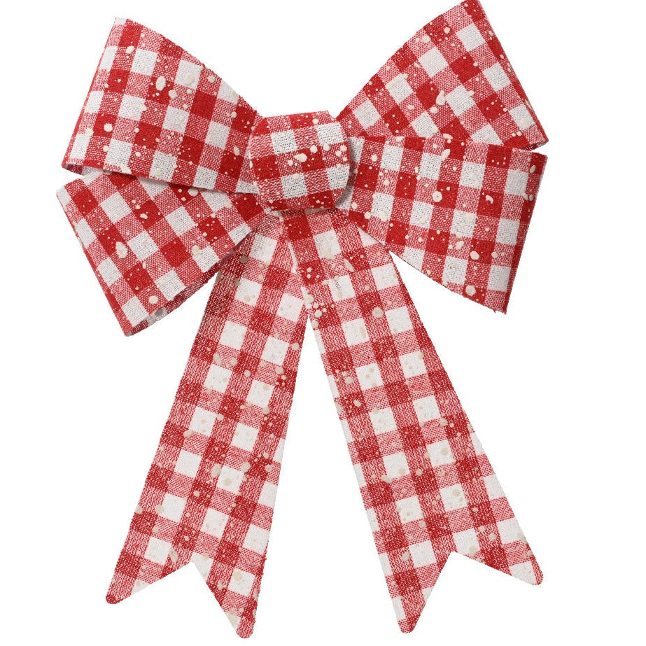 Pack of Red and White Check Christmas Bows