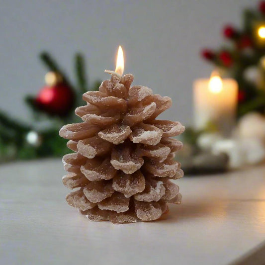Rustic Brown Pinecone Wax Christmas Candle