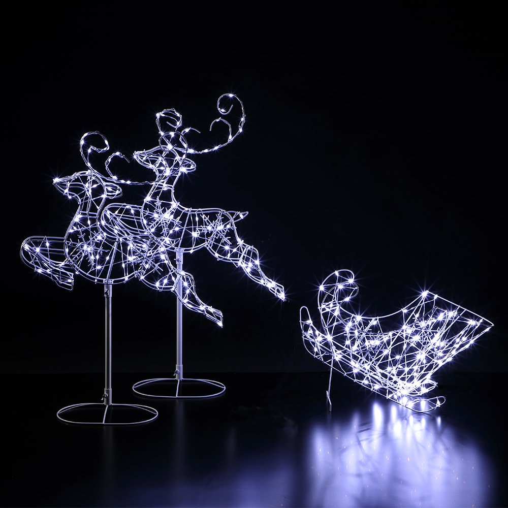 Noma White Flexi Light Two Reindeer and Sleigh