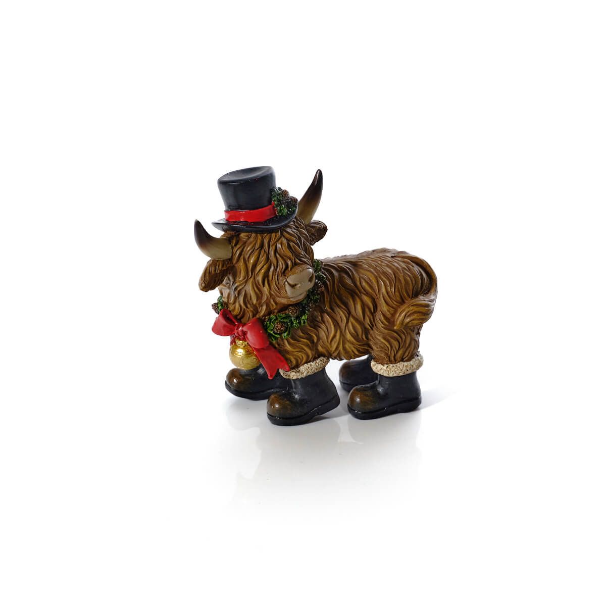 Christmas Highland Cow with Boots Ornament