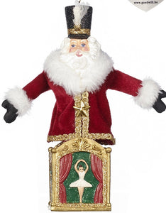 Nutcracker Santa Elf Jack in a Box Christmas Ornament