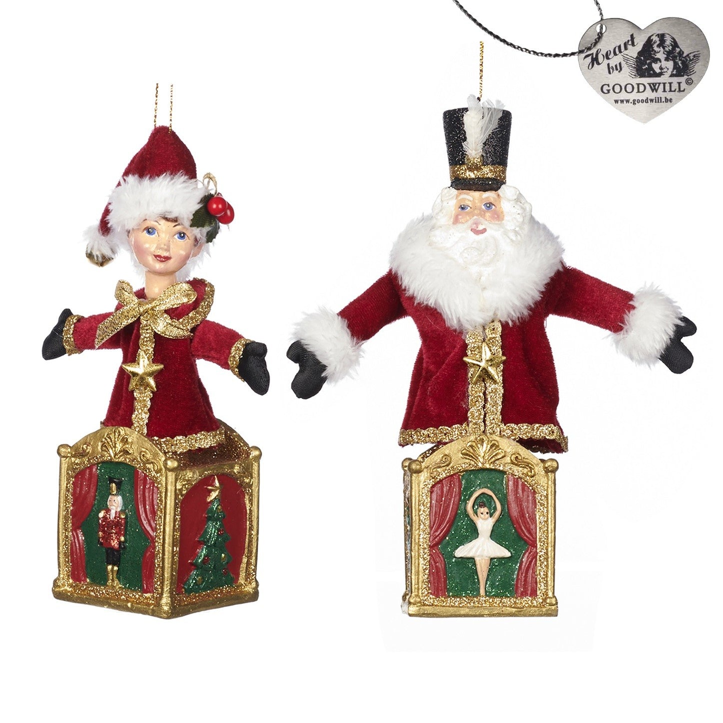 Nutcracker Santa Elf Jack in a Box Christmas Ornament