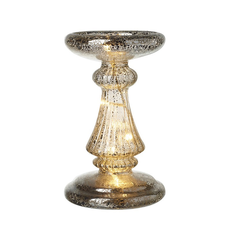 Lit Gold Glass Christmas Candle Holder 18cm