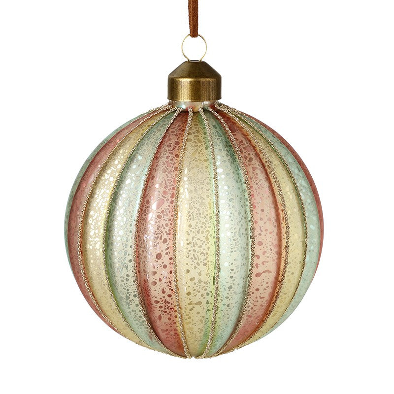 Pastel Stripe Glass Christmas Bauble