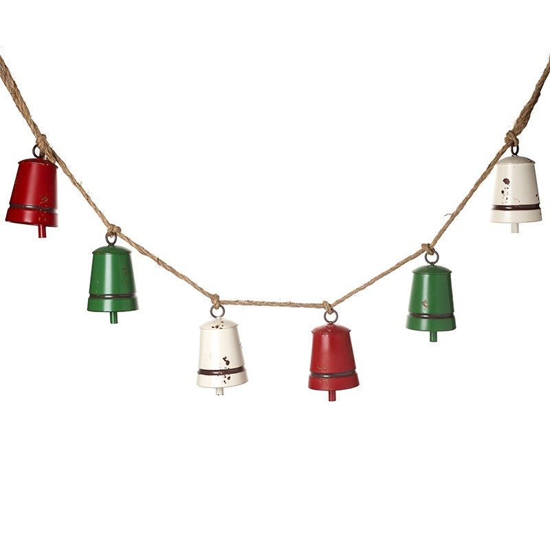 Red Green and White Cow Bells Christmas Garland