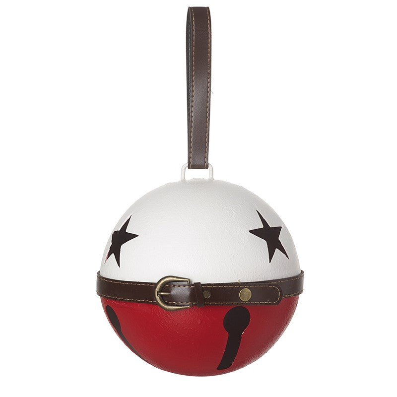 White and Red Santa Belt Large Christmas Bell