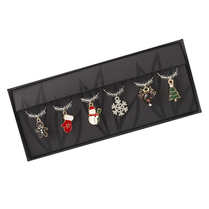 Christmas Wine Glass Charm Set