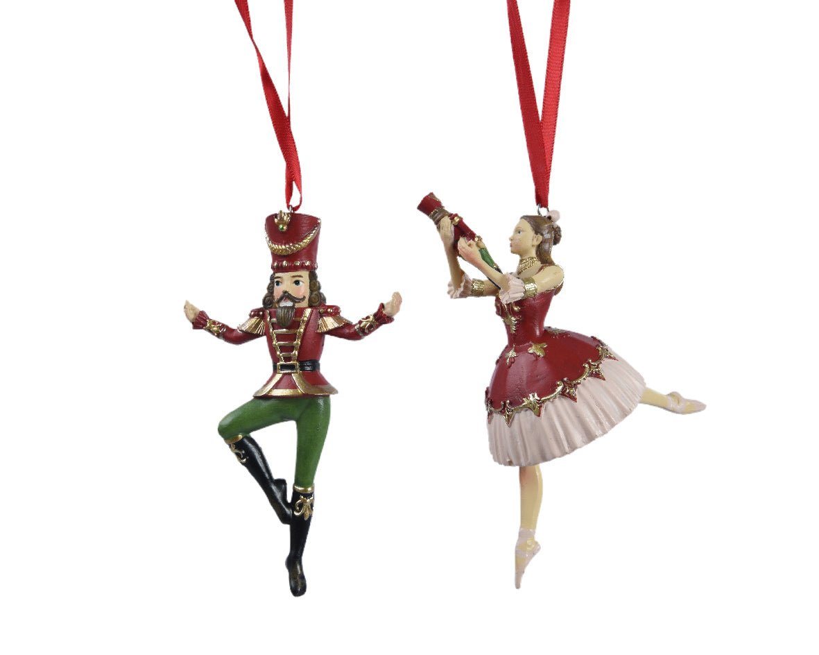 Nutcracker and Ballet Dancer Hanging Christmas Tree Decorations
