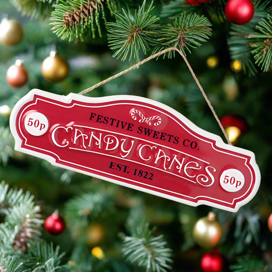 Festive Sweets Co. Candy Canes Christmas Sign 17.5cm