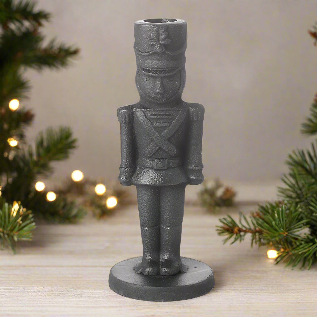 Metal Nutcracker Christmas Candle Holder