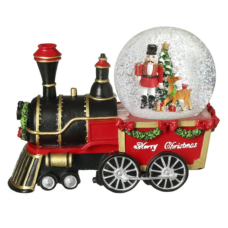 Train with Nutcracker Scene Christmas Snow Globe