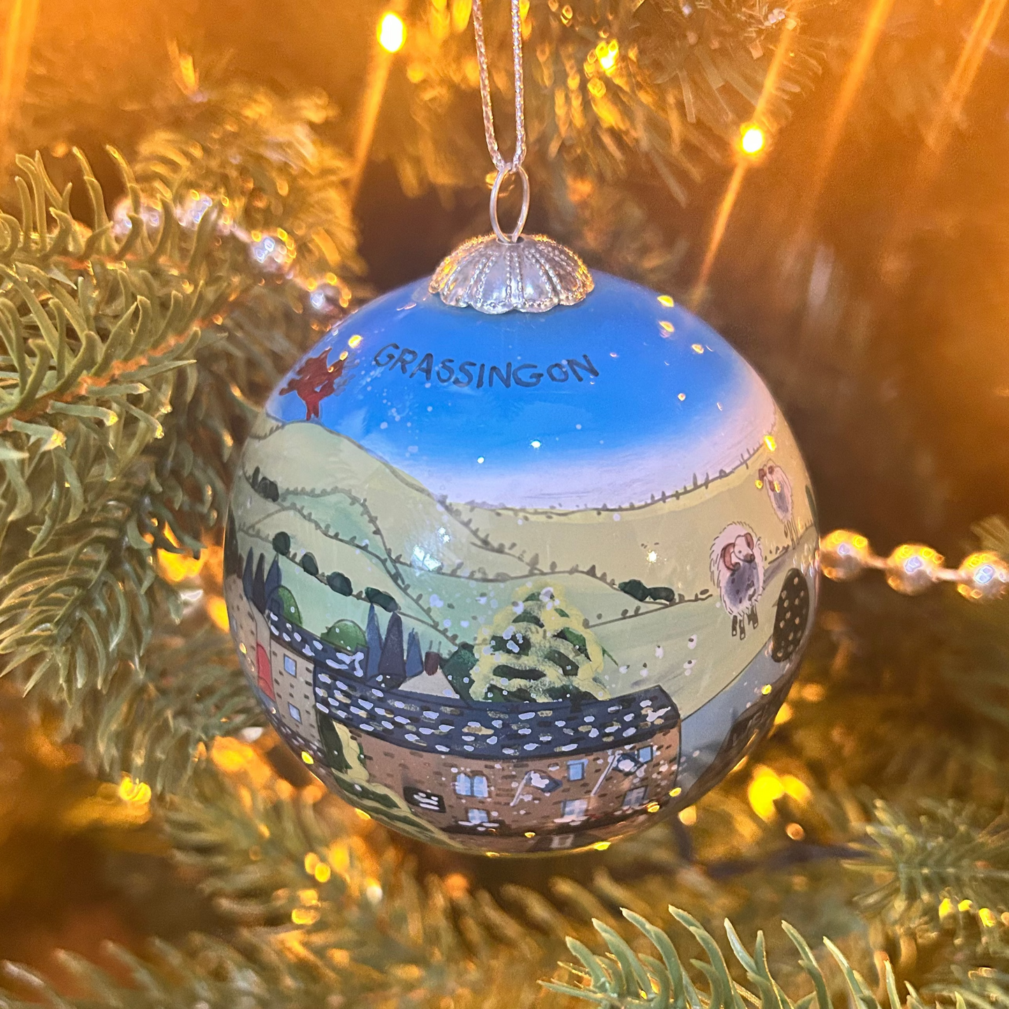 Grassington Village Glass Bauble