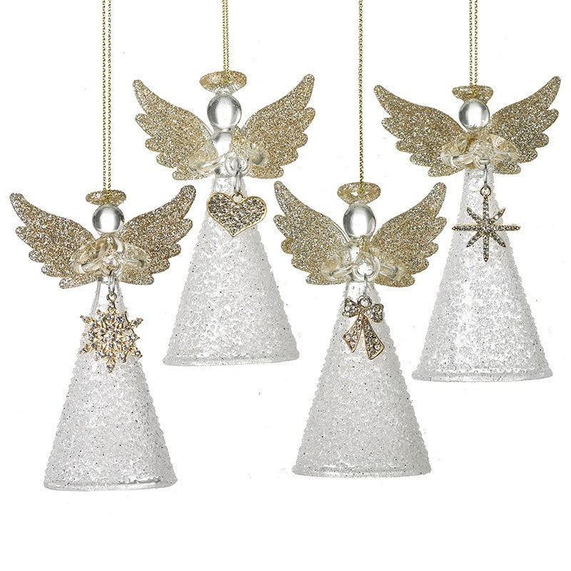 Gold Angel Glass Hanging Christmas Tree Decoration