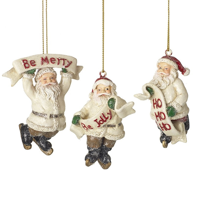Ice Skating Santa Hanging Christmas Tree Decoration Assorted