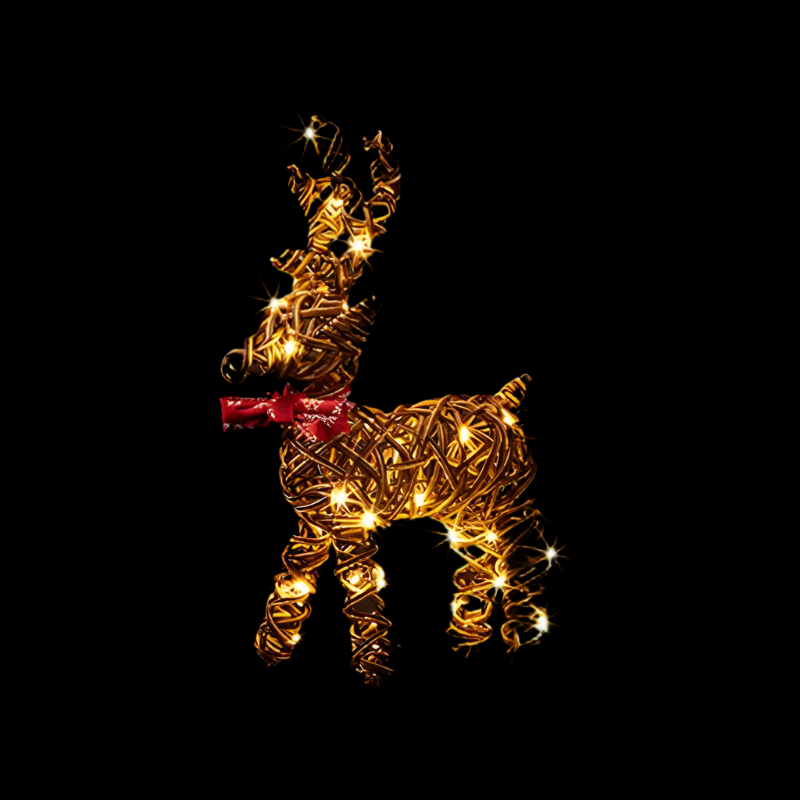 Light Up Wicker Baby Reindeer Christmas Display Decoration