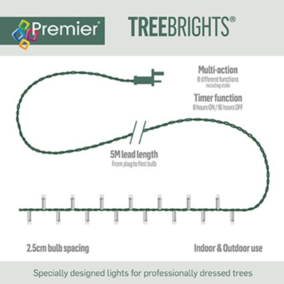 Premier TreeBrights 1000 Vintage Gold LED Christmas String Lights Clear Cable