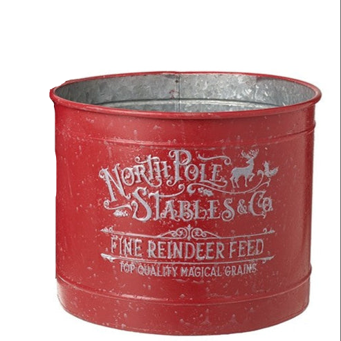 North Pole Stables & Co Red Christmas Bucket