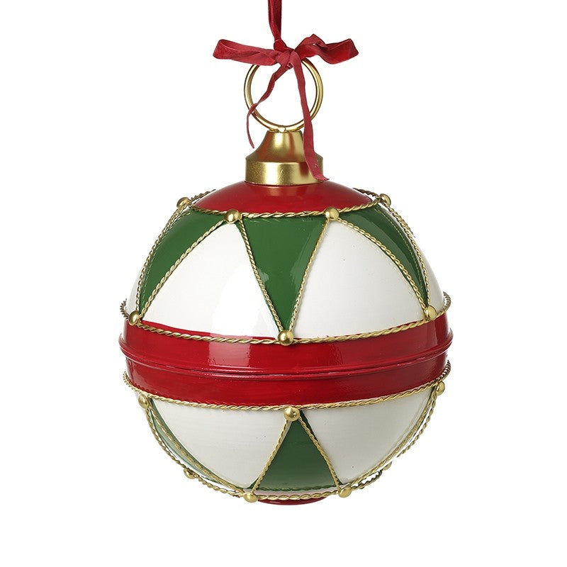 Red, Green, White and Gold Oversized Christmas Bauble 30cm