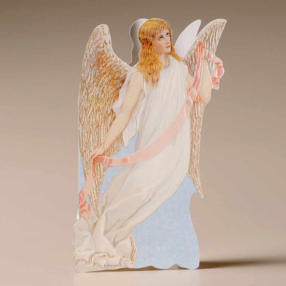 Angel with Pink Ribbon Nostalgic Christmas Card