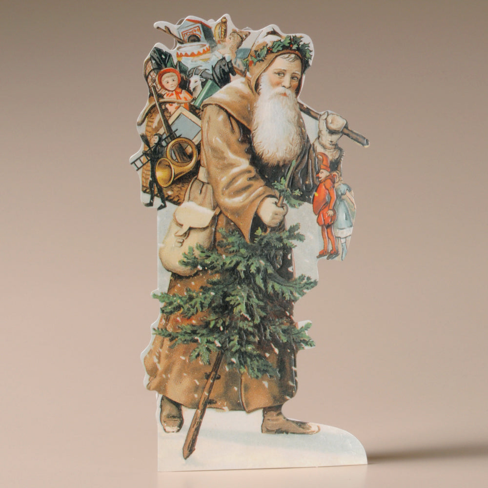 Father Christmas, Tree & Toys Nostalgic Christmas Card