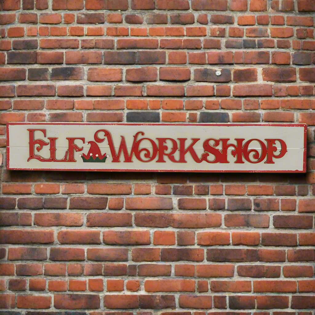 Elf Workshop Wooden Christmas Sign 92cm
