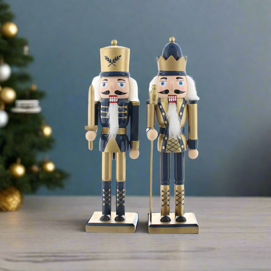 Blue and Gold Christmas Nutcracker Ornament 30cm