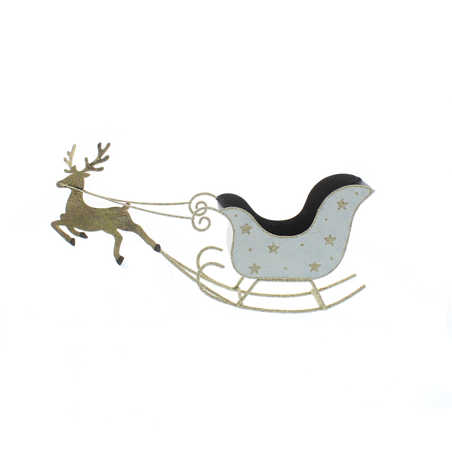 Gold Reindeer with White Sleigh Christmas Decoration