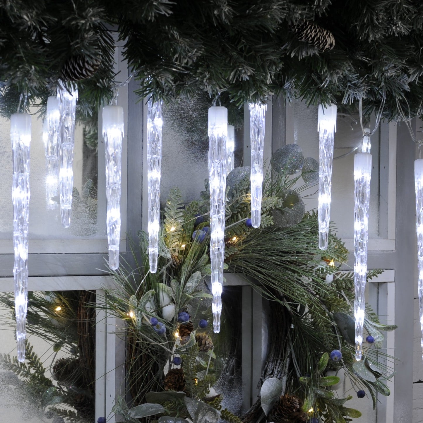 24 Colour Changing Christmas Icicle Lights - Warm White to White