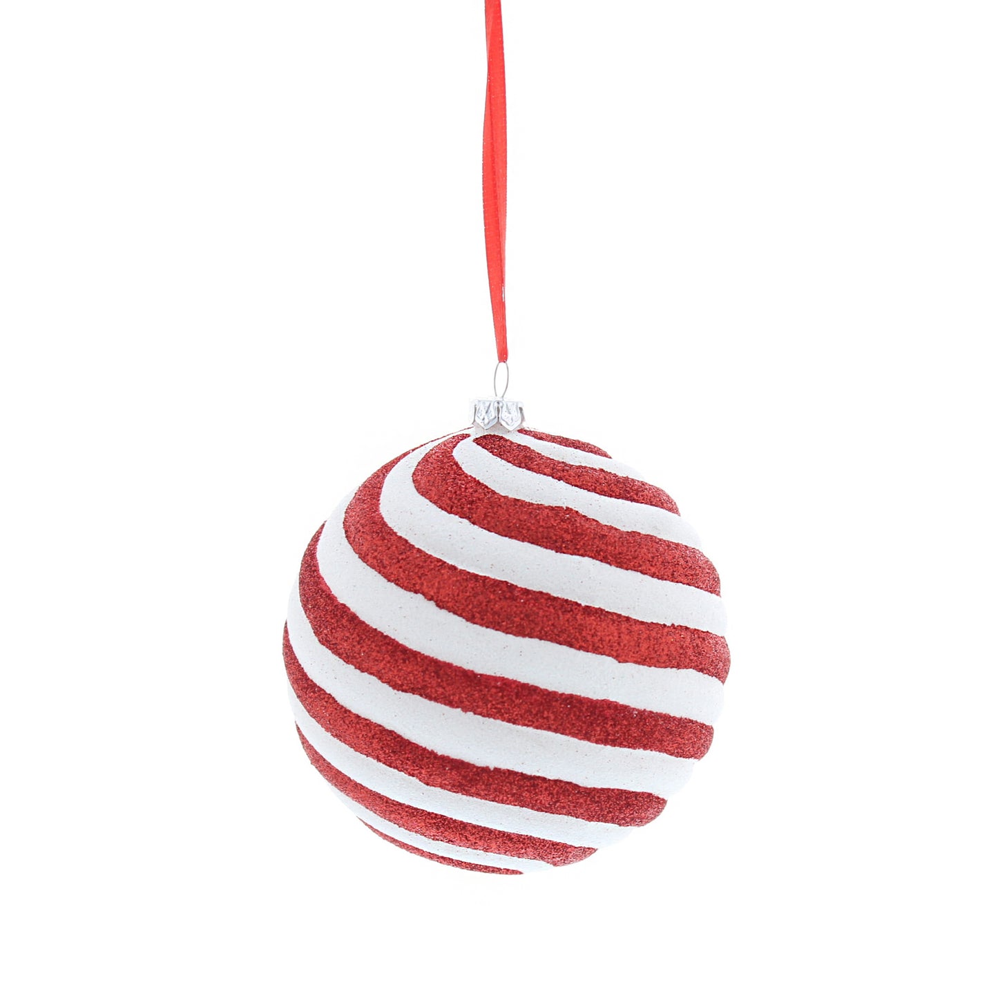 Glitter Candy Cane Stripe Ball Hanging Christmas Decoration