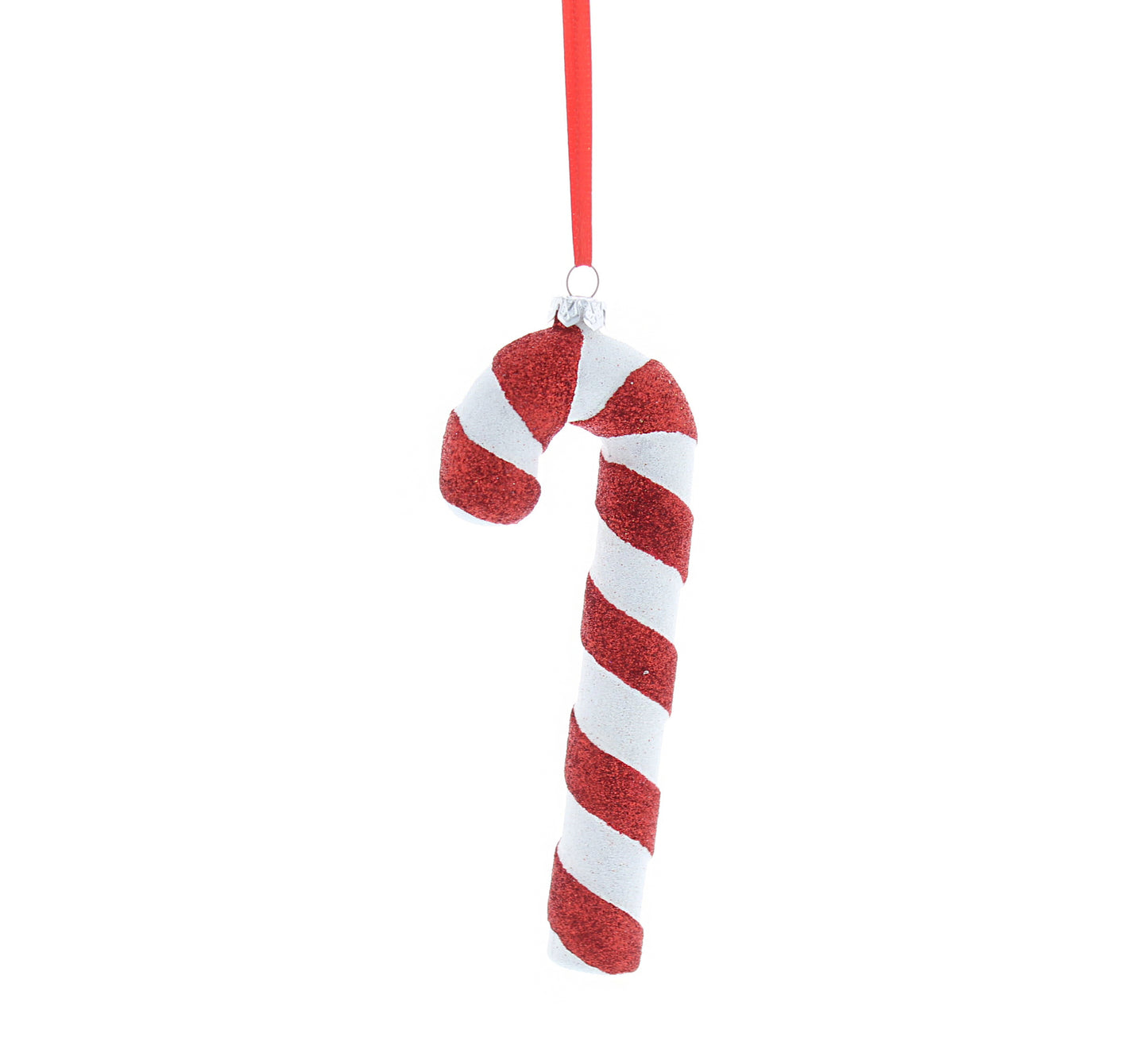 Glitter Red and White Candy Cane Hanging Christmas Decoration