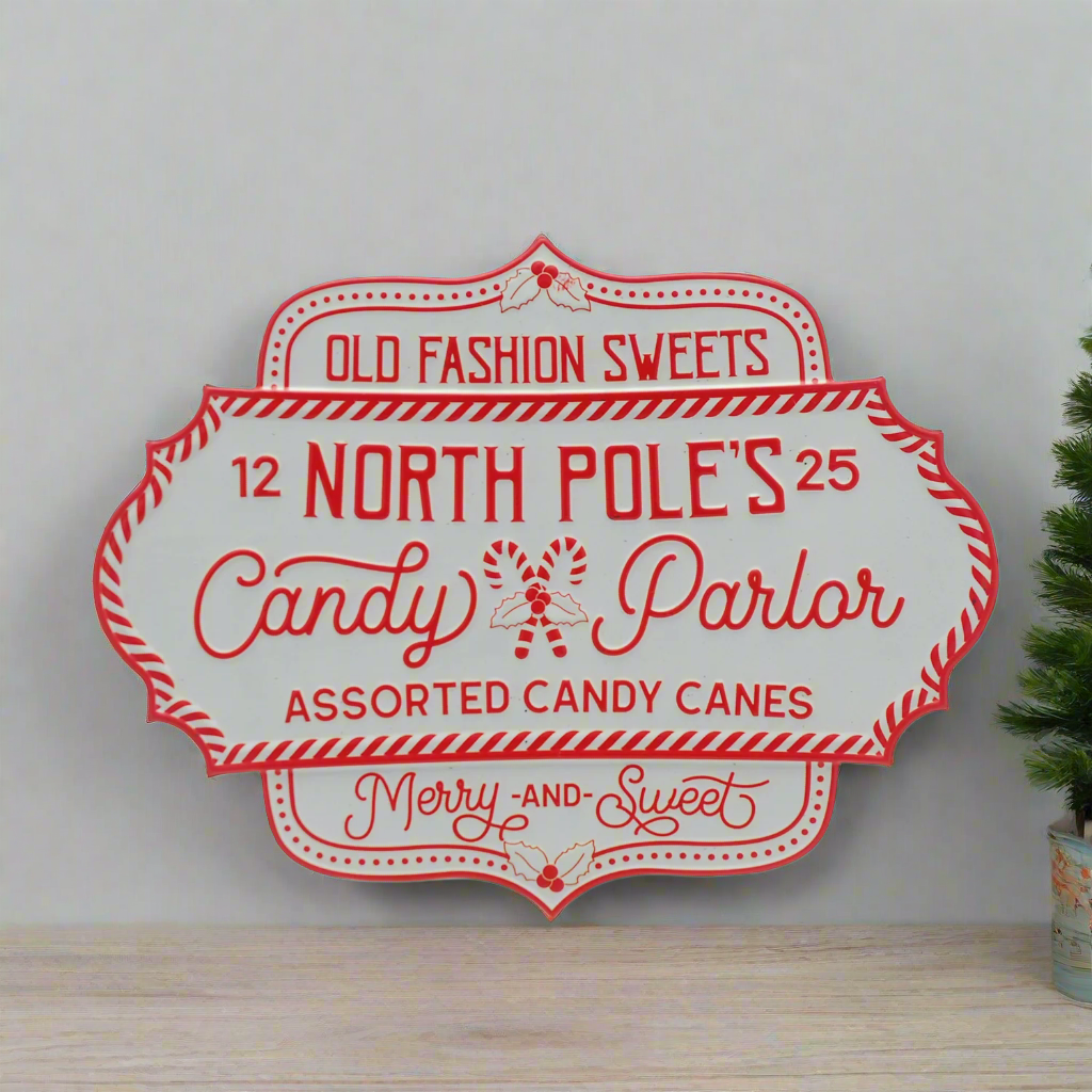 North Pole's Candy Parlor Christmas Wall Sign