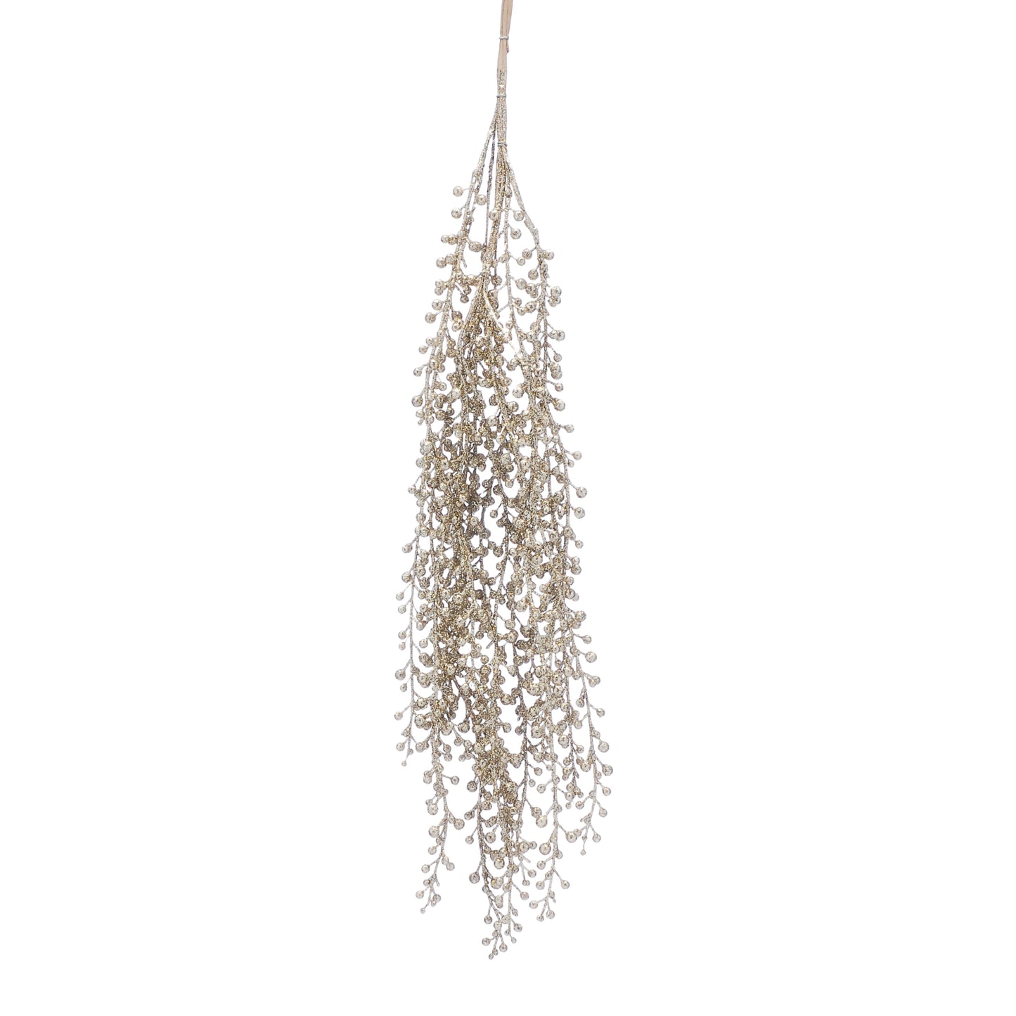 Champagne Gold Glitter Hanging Christmas Berry Spray Decoration