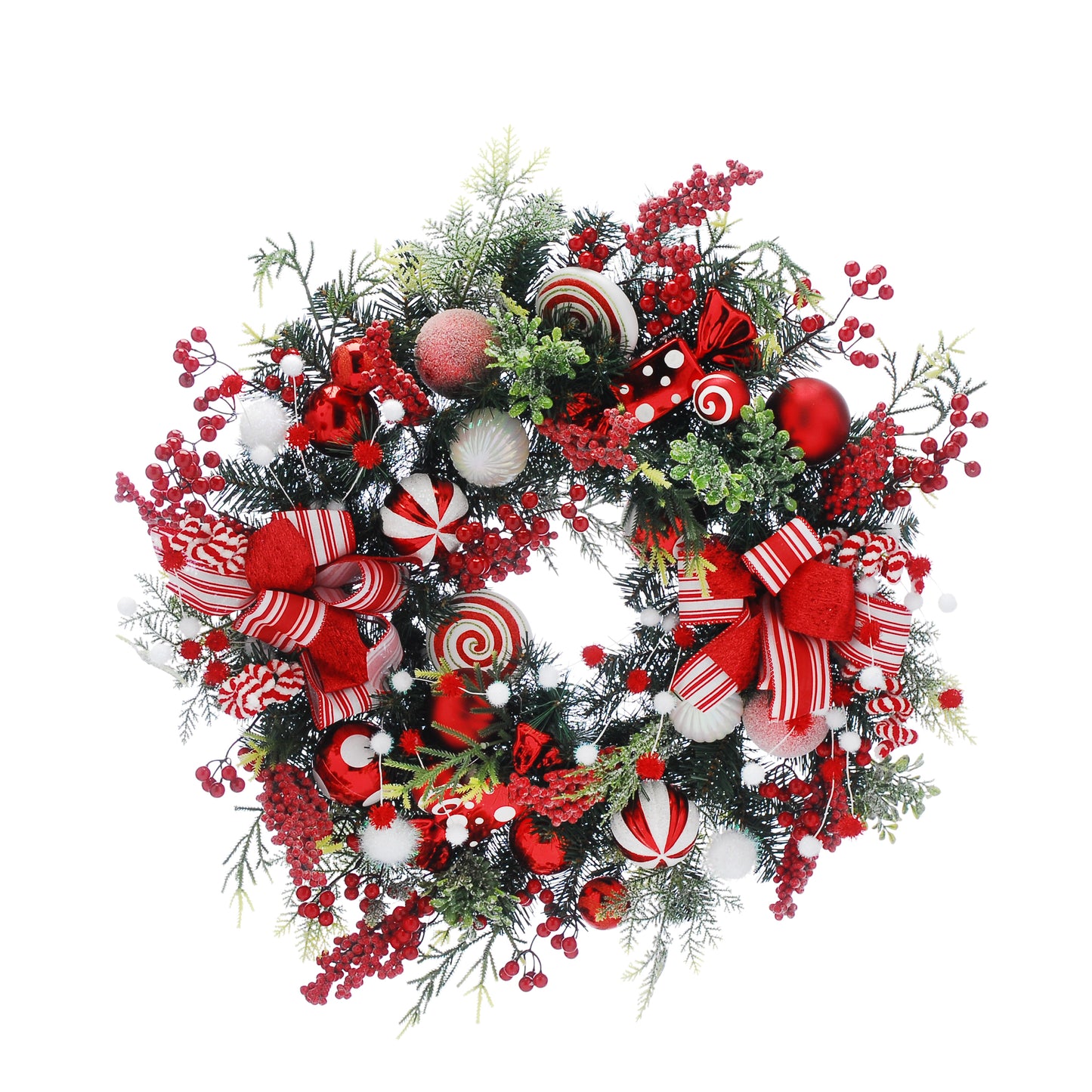 Candy Sweet and Red Berries Pre Decorated Christmas Wreath