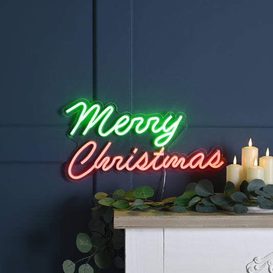 Merry Christmas Lit Neon Sign