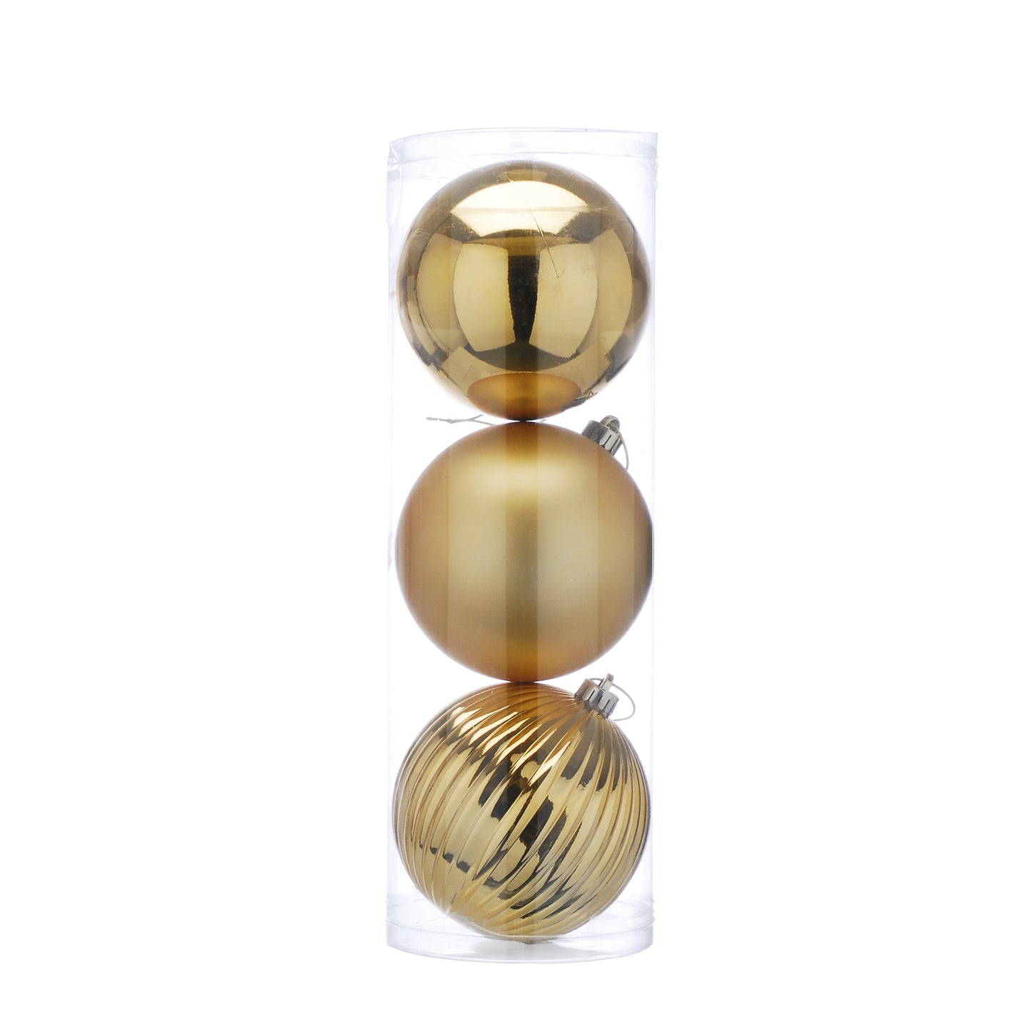 Large 15cm Gold Christmas Bauble Set