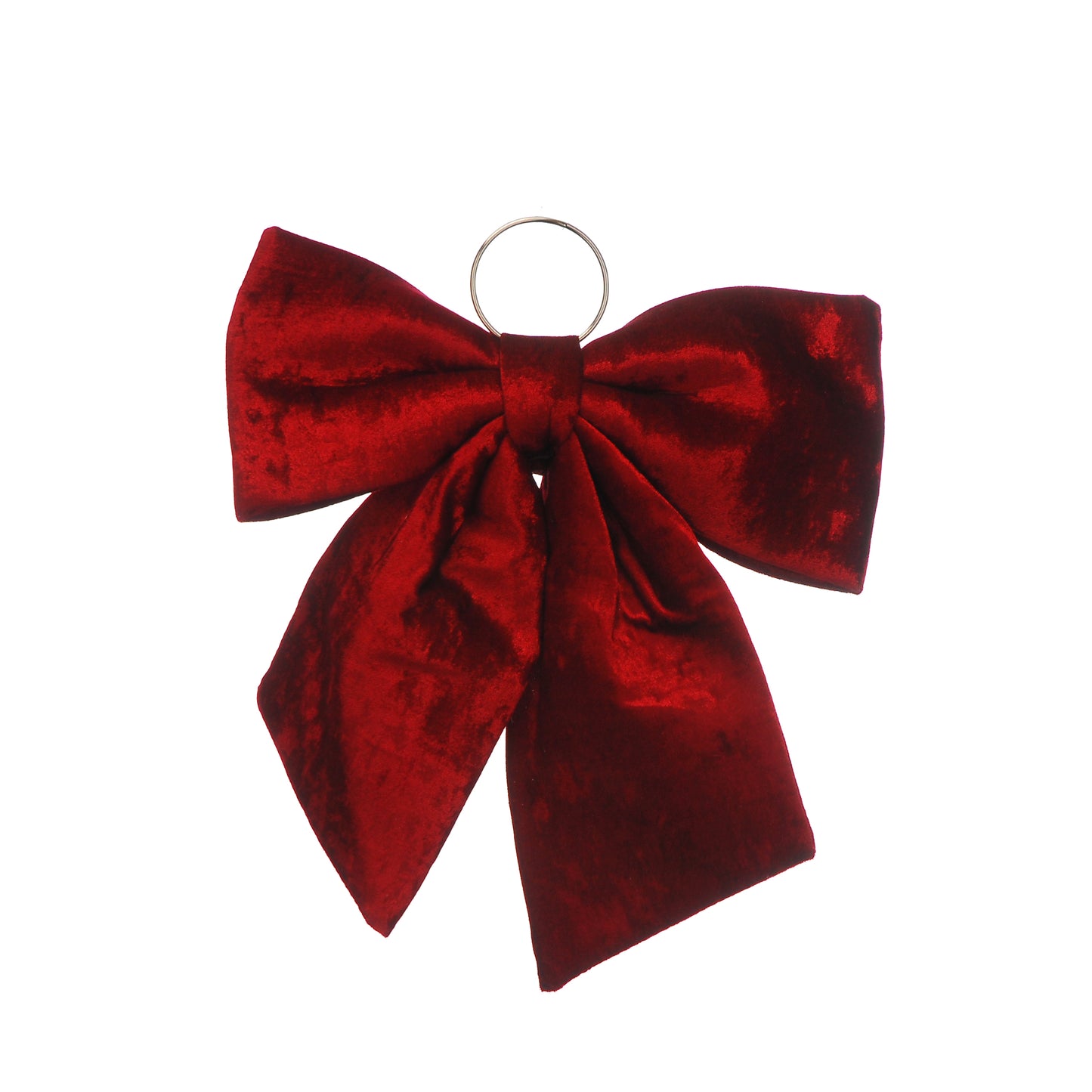 Red velvet bow on a white background