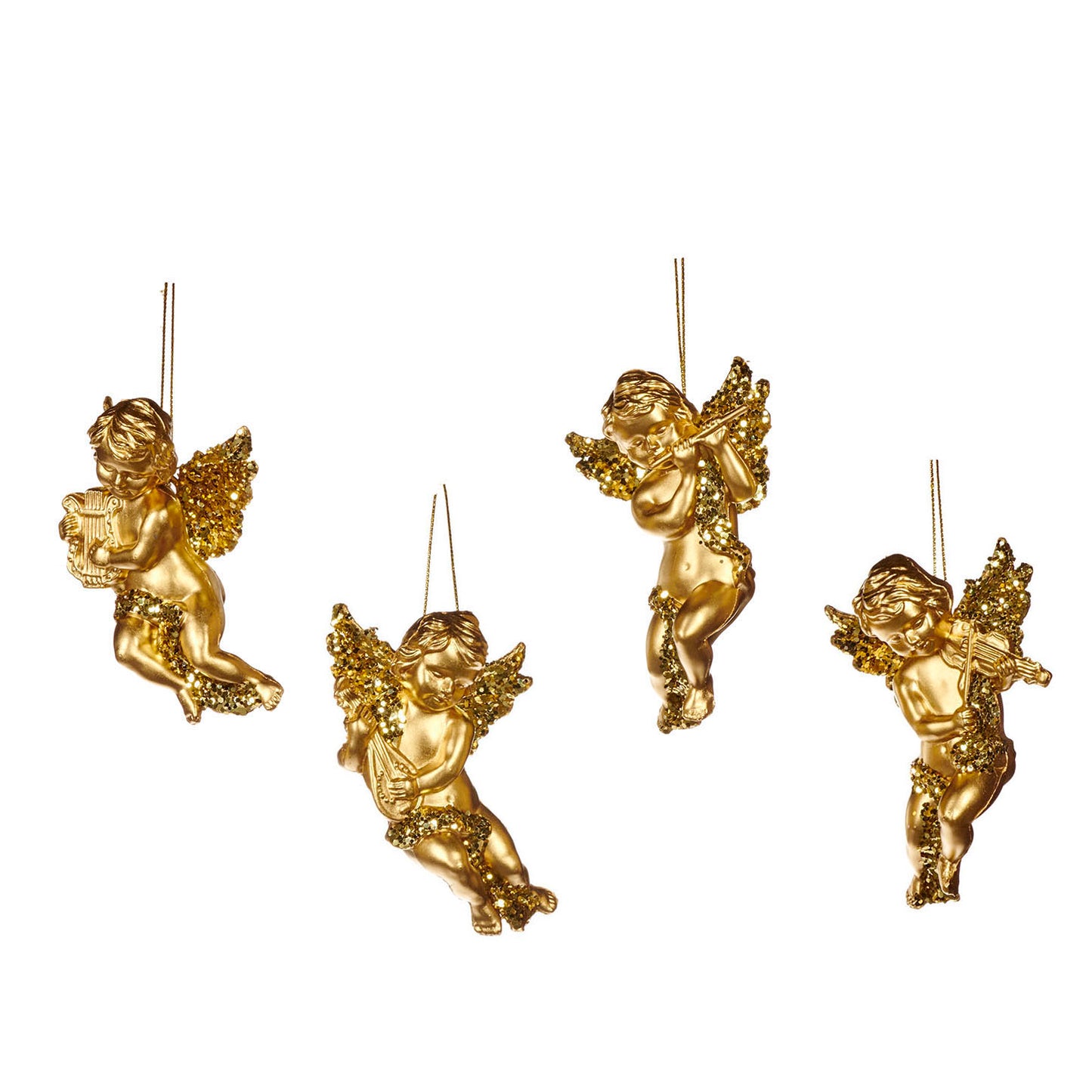 Goodwill Set of 4 Gold Cherub Christmas Ornaments
