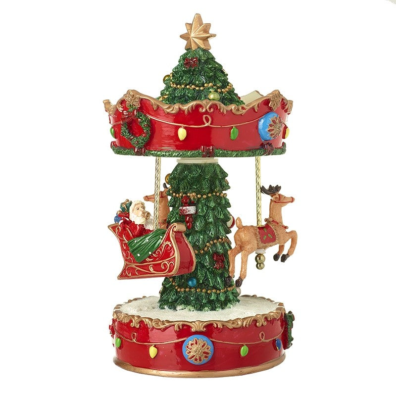 Santa Sleigh Spinning Christmas Merry Go Round 25cm