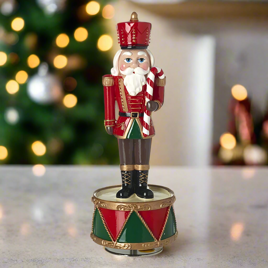 Nutcracker with Candy Cane Christmas Music Box