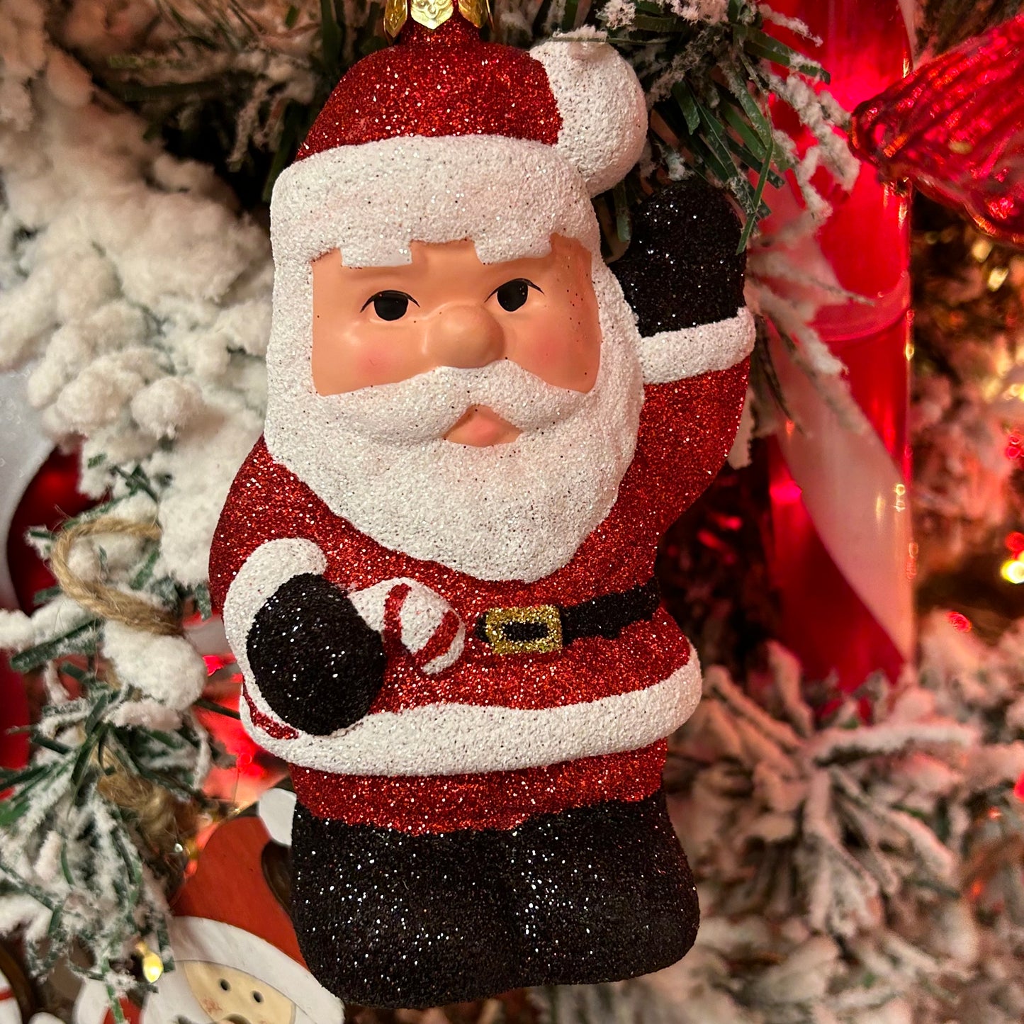 Glitter Santa Hanging Christmas Decoration