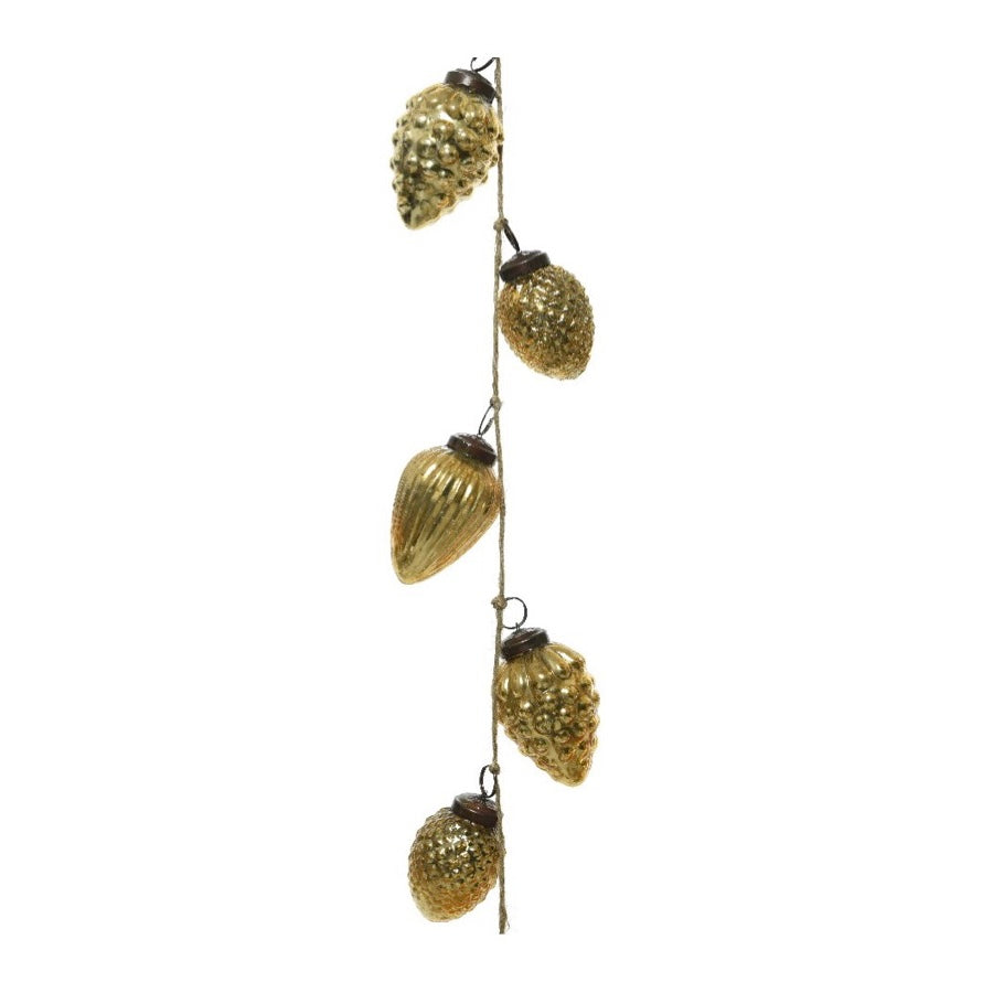 Gold Glass Pinecone Vintage Style Christmas Garland
