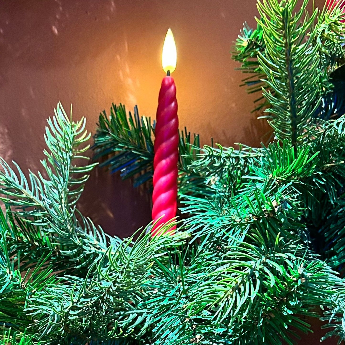 Red Twist Candle Christmas Tree Lights Set of 10