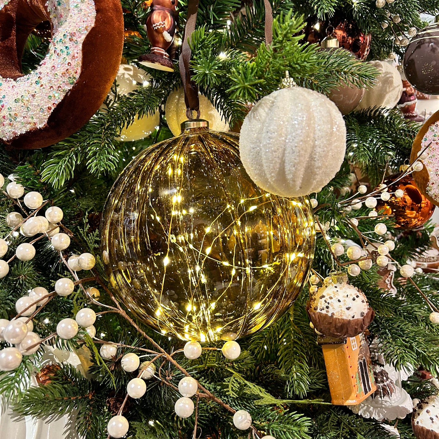 Lumineo Micro LED 20cm Brown Ball Christmas Decoration