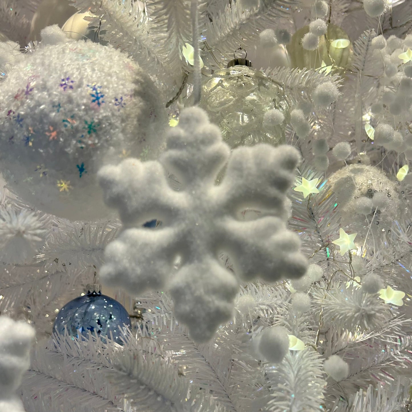 Set of 2 White Snowflake Hanging Christmas Decoration